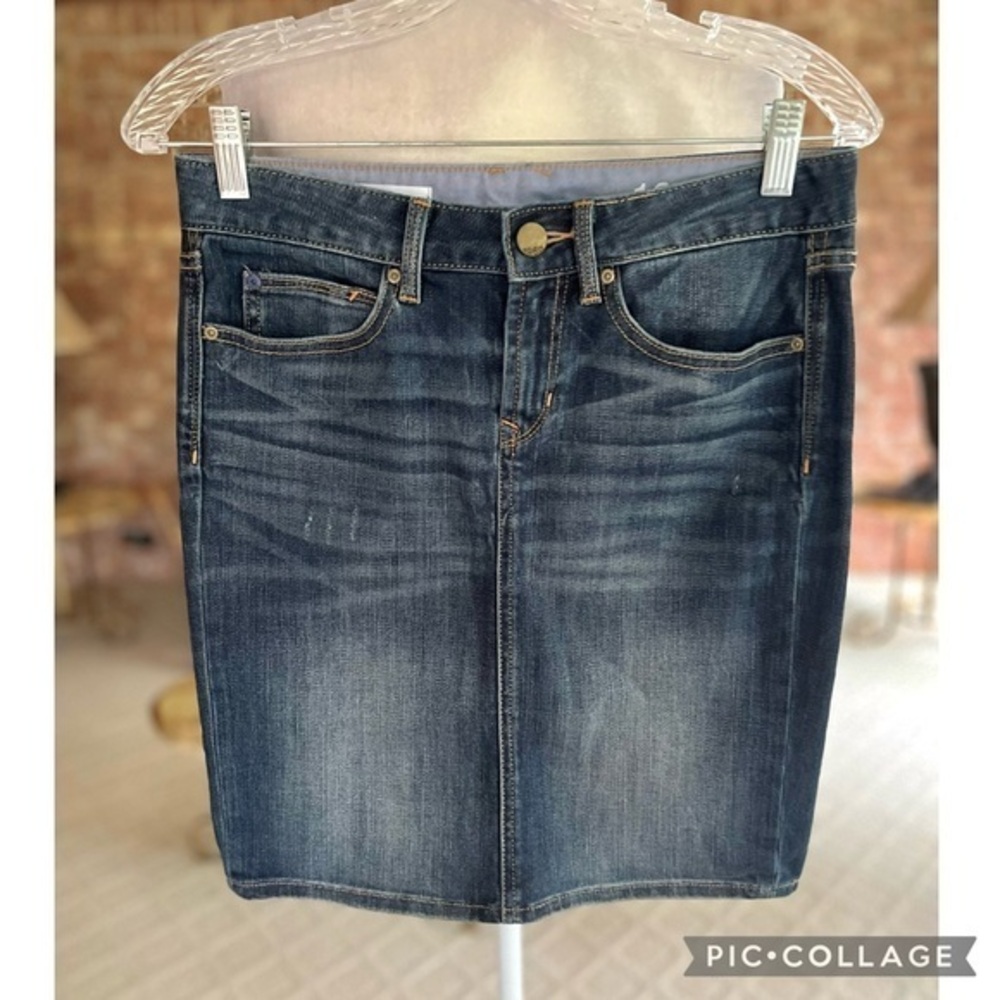 Gap Denim Skirt Dark Vintage Wash Blue Pencil 25/0 Party Festival